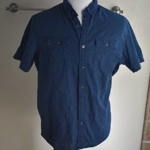 Mens MICHAEL KORS Dark Blue short Sleeve T-shirt button down Shirt Size Large L